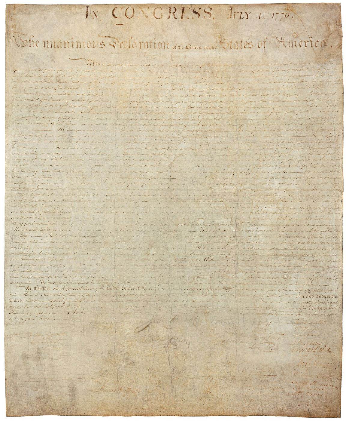 The engrossed Declaration of Independence