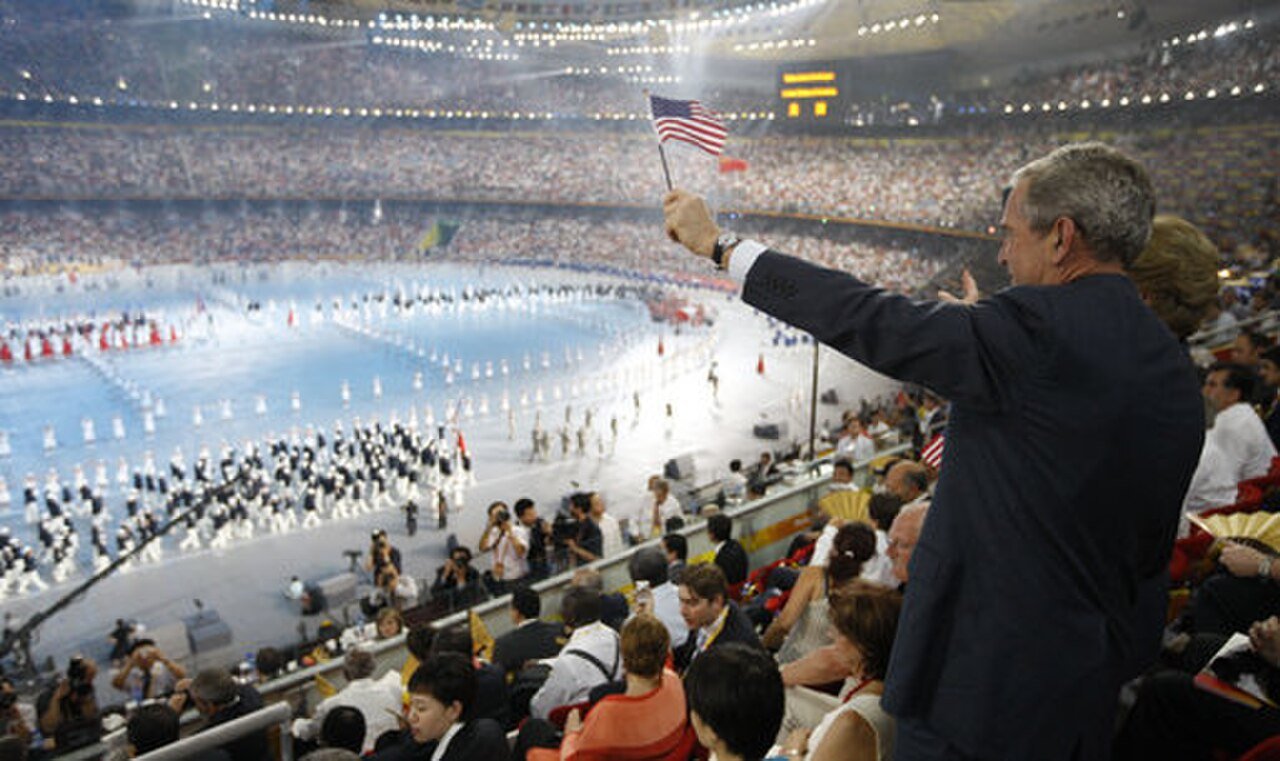 Visitors at Beijing’s 2008 Olympic opening ceremony