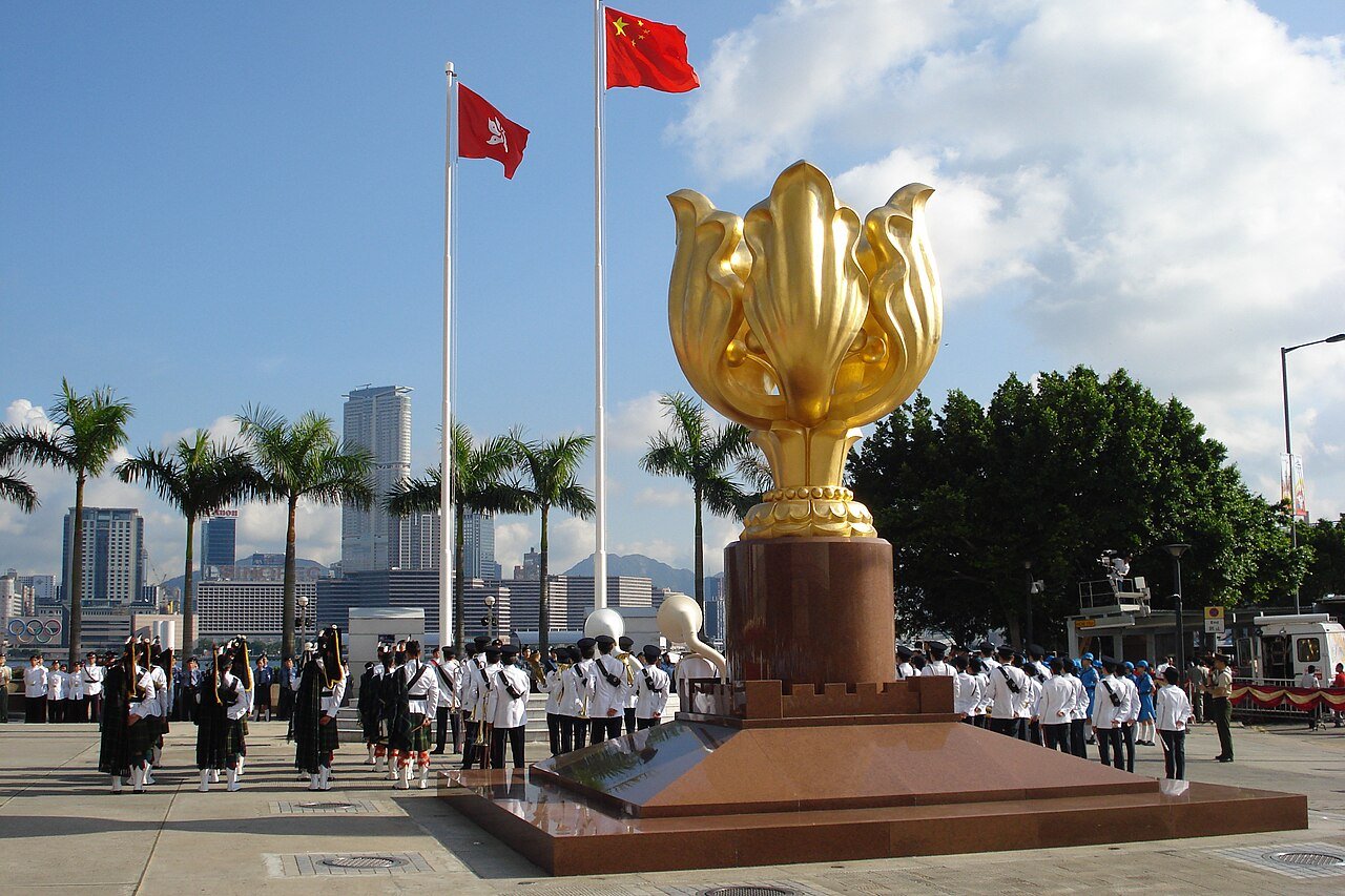 Flag raising at Golden Bauhinia Square