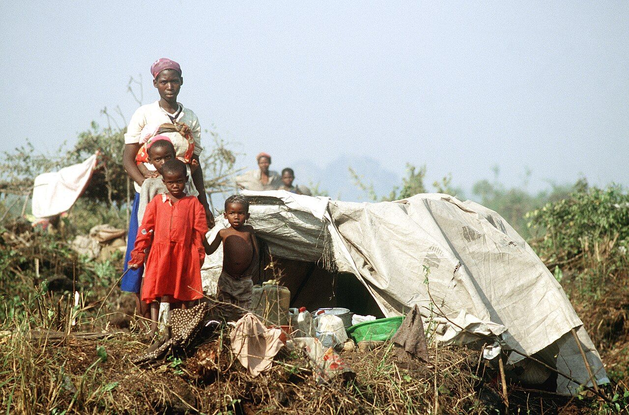 A displaced Rwandan family near Goma