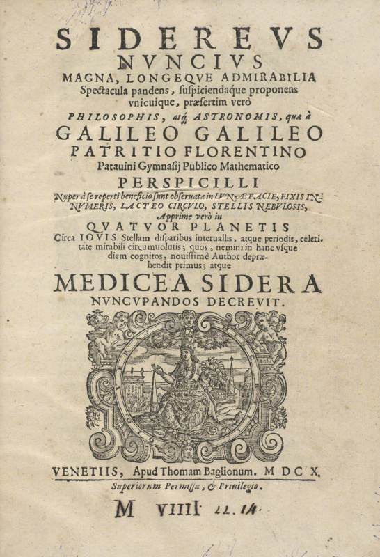 Latin title page of Galileo's Sidereus nuncius.