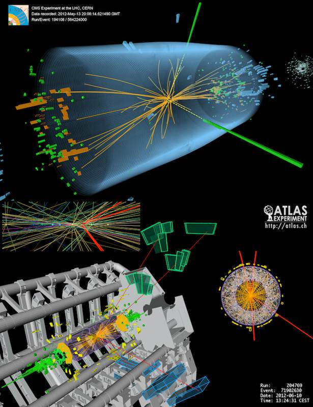 A compilation of candidate-event track displays from the ATLAS and CMS detectors.