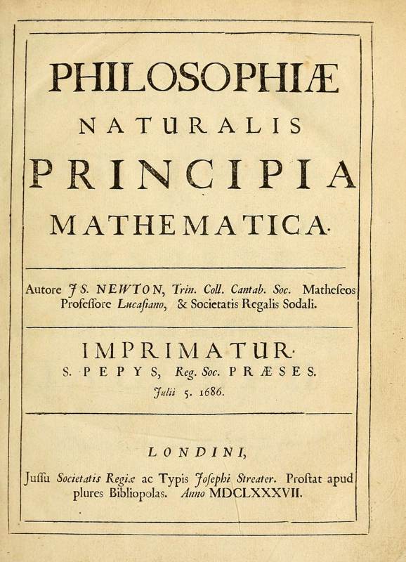 Title page of Newton's Principia, 1687.