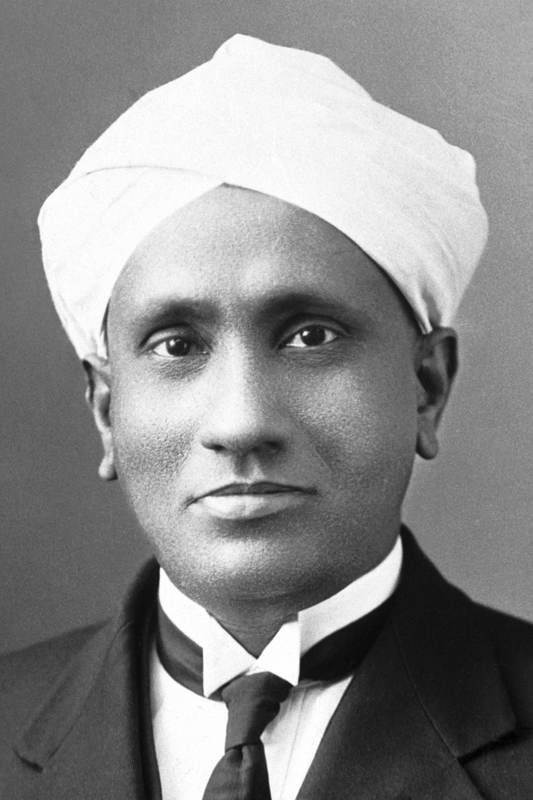 Historical portrait of physicist C. V. Raman.